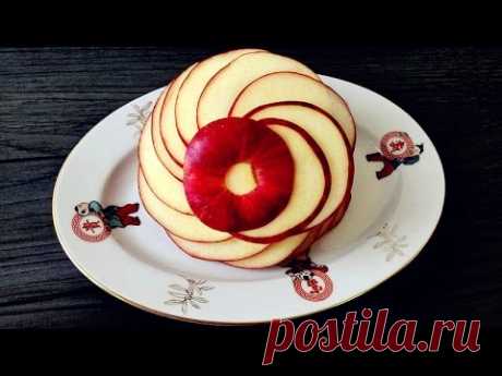 How To Make An Apple Rosette | Apple Art | Fruit Carving Garnish | Party Food Decoration