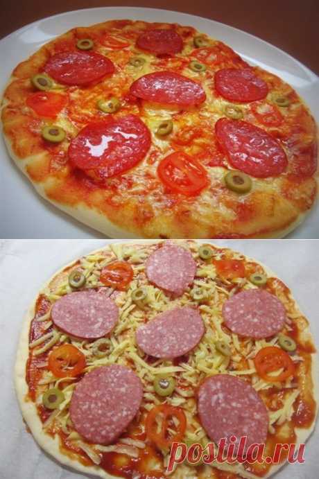 Пицца с сервелатом, томатами и оливками — рецепт приготовления