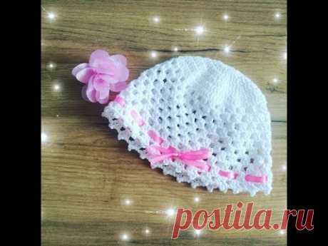 👒 Czapeczka na szydełku 0-3 miesięcy dla noworodka- How to crochet baby hat 0-3 months