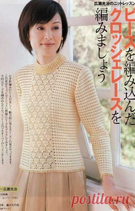 Женский пуловер крючком.