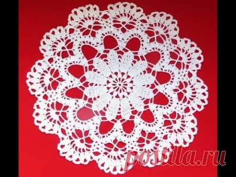 Ажурная салфетка крючком. Часть 2_Delicate doily crochet. Part 2