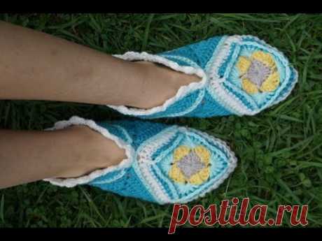 Тапочки из мотивов крючком / Crochet slippers