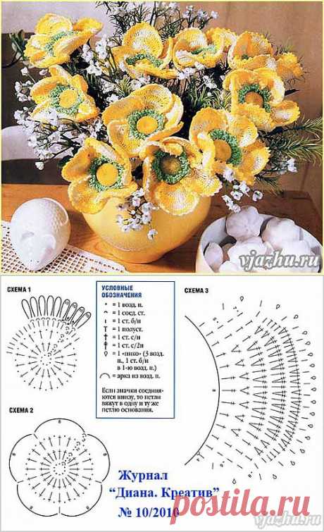 Волшебные палочки-вязание и вышивка - Статьи: Букет цветов крючком