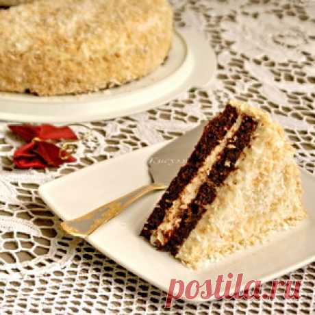 Шоколадный торт с миндальной глазурью и кокосом пошаговый рецепт с фотографиями