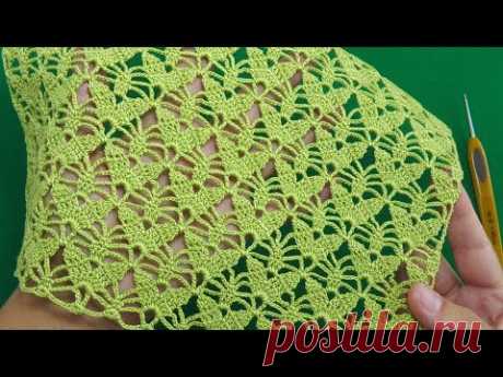 Цветочный УЗОР КРЮЧКОМ легкое ВЯЗАНИЕ для начинающих  SUPER EASY Pattern Crochet for beginners