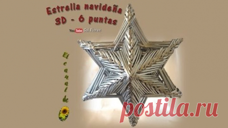 Estrella 3D de seis puntas con papel periódico - 3D Star six-pointed with newspaper