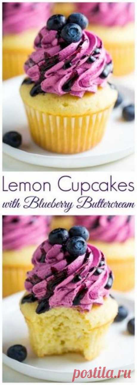 Holy YUM! These Lemon Cupcakes with Fresh Blueberry Buttercream are a must bake this Summer.