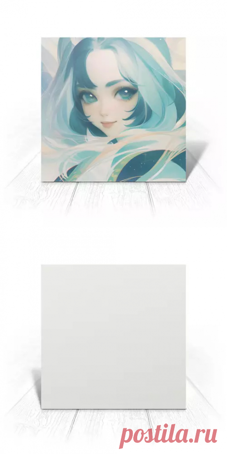 Открытка 15x15 см Девушка с голубыми волосами #4797185 в Москве, цена 170 руб.: купить открытку с принтом от Anstey в интернет-магазине