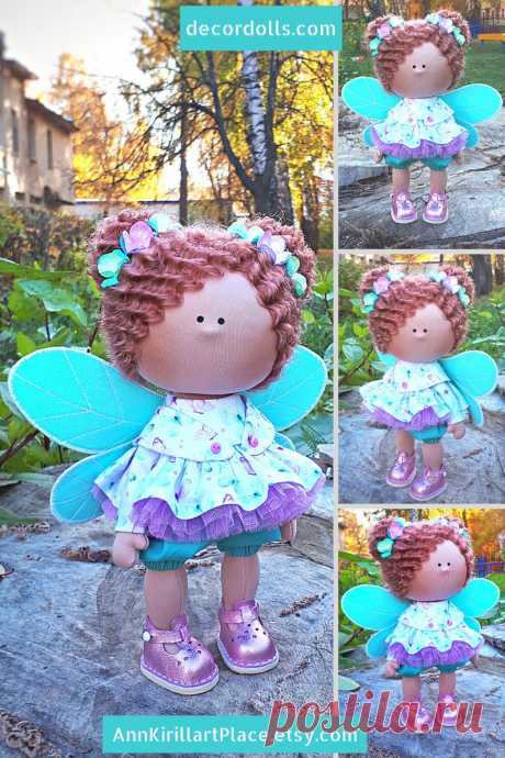 Butterfly Textile Doll Doll For Girl Tilda Art Doll | Etsy