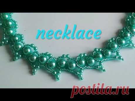 Beaded necklace. DIY. Колье из бисера и бусин. МК