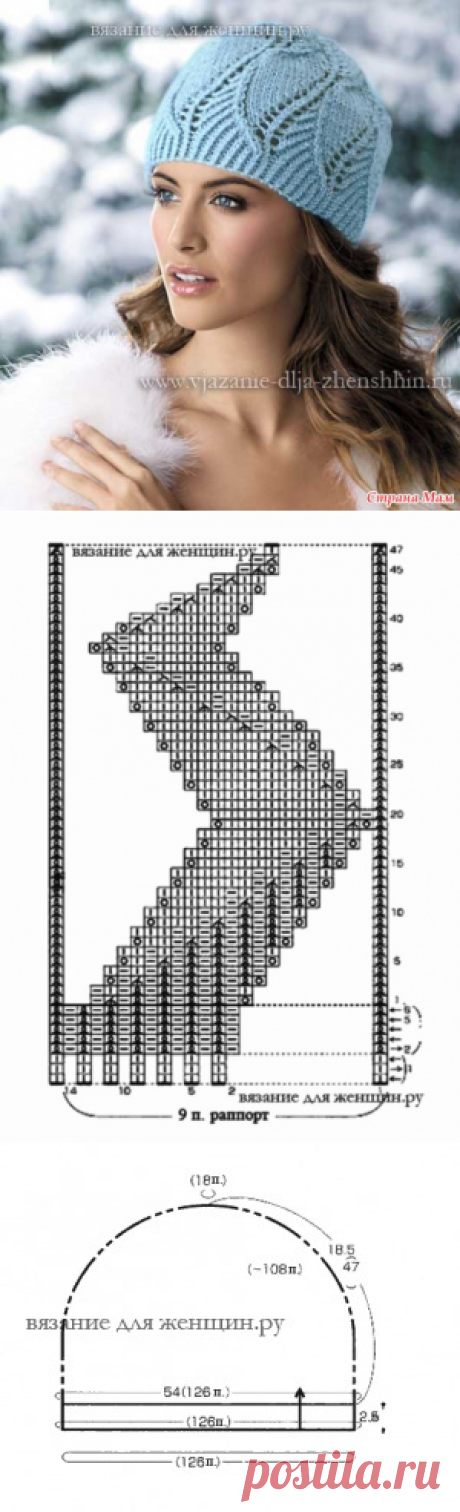 Очень красивая шапочка спицами - В.Г.У. - Вязаные Головные Уборы - Страна Мам