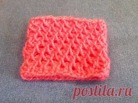 Узор соты по кругу тунисским крючком (honeycomb pattern in a circle Tunisian crochet)