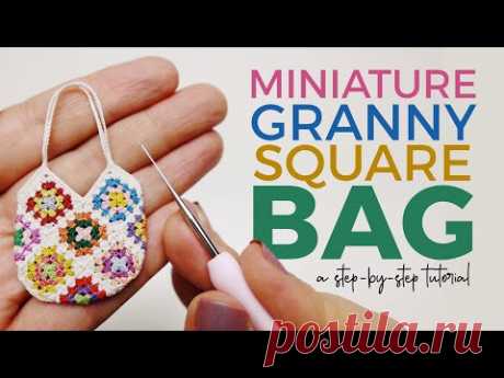 Miniature Granny Square Bag - an easy step-by-step micro crochet tutorial