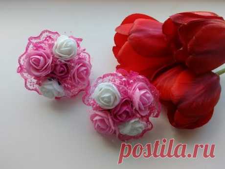 Бантики из роз (фоамиран) МК Канзаши / Bows of roses (tamilan) MK Kanzashi