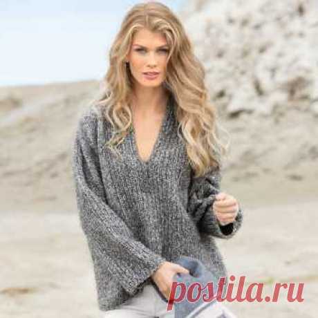 Женские объемные пуловеры из меланжевой пряжи спицами – 3 схемы вязания с описанием
