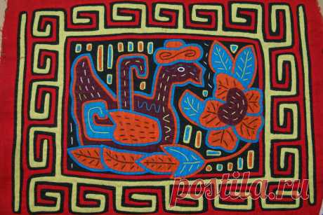 Indian Kuna Tribe Mola Hand Stitched Applique Folk Art Bird Duck Panama 74B - | eBay