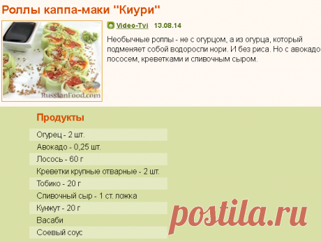 Рецепт: Роллы каппа-маки &quot;Киури&quot; на RussianFood.com