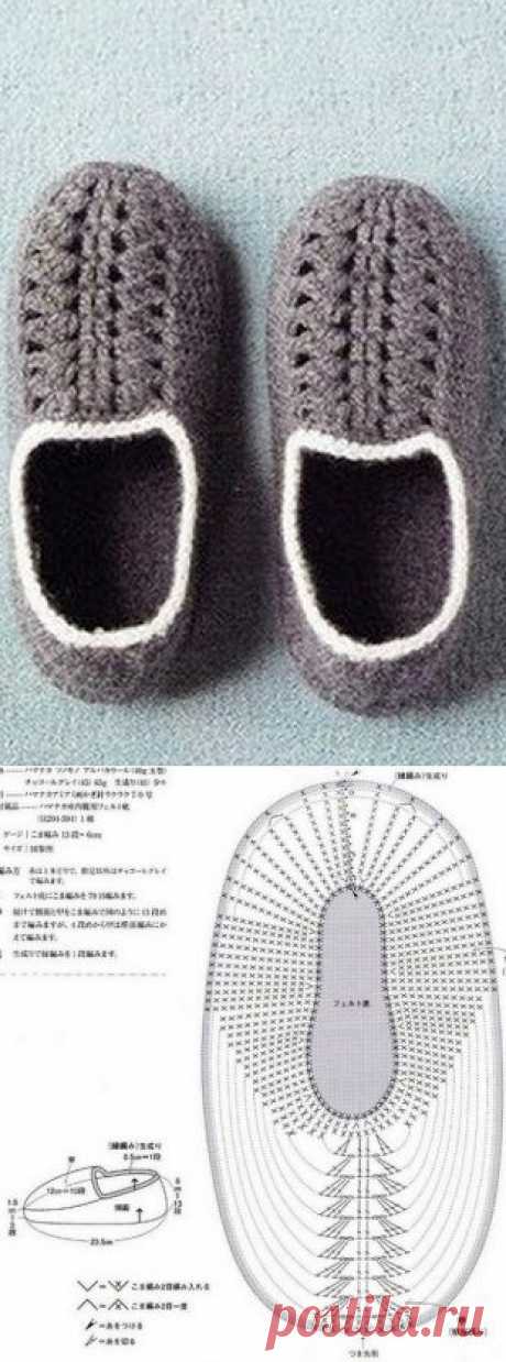 Связать тапочки крючком