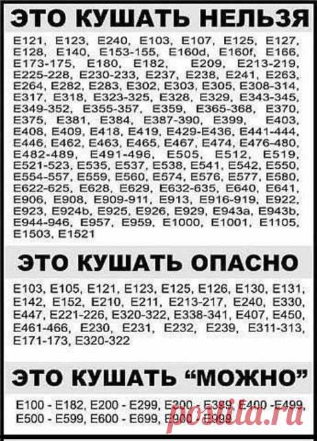 Опасные, нейтральные и безопасные добавки в готовых продуктах и полуфабрикатах..
Полезные советы