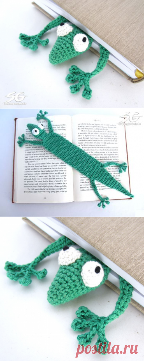 Amigurumi Gecko Lesezeichen häkeln - &quot;Büchergecko&quot; - Supergurumi