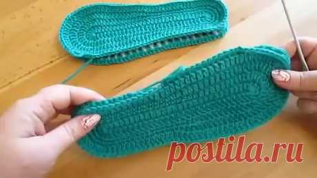 Тапочки крючком. Тапочки-шлепанцы на войлочной подошве. crochet slippers (Low)