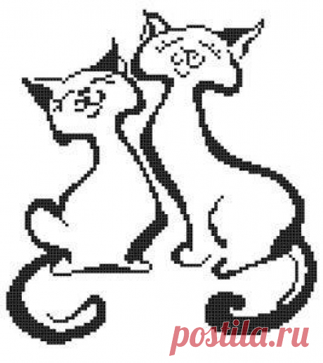 Cats In Love Silhouette, Animal Silhouette Pattern, Cross Stitch Pattern…