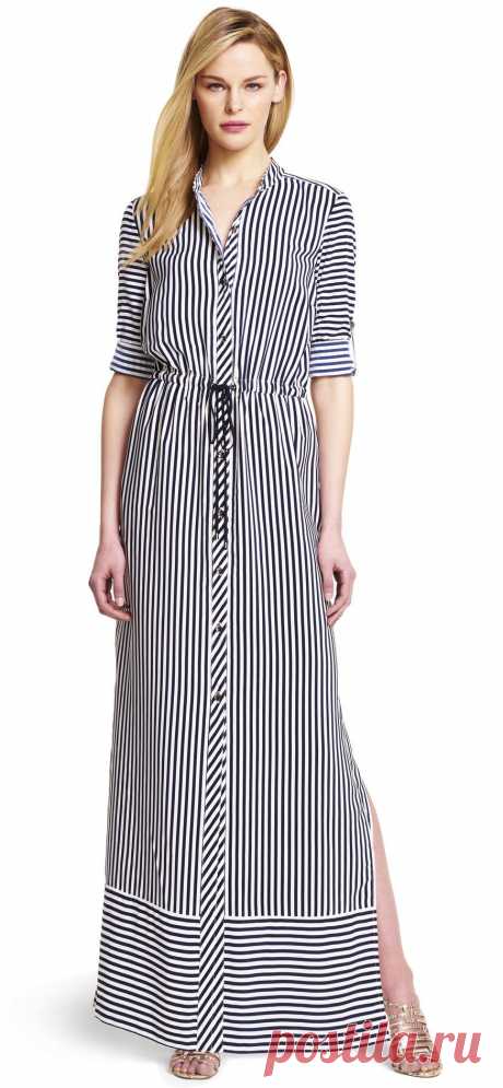 Striped Maxi Shirtdress - Adrianna Papell