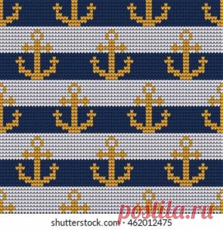 Knitted Marine Seamless Pattern: vetor stock (livre de direitos) 462012475 | Shutterstock