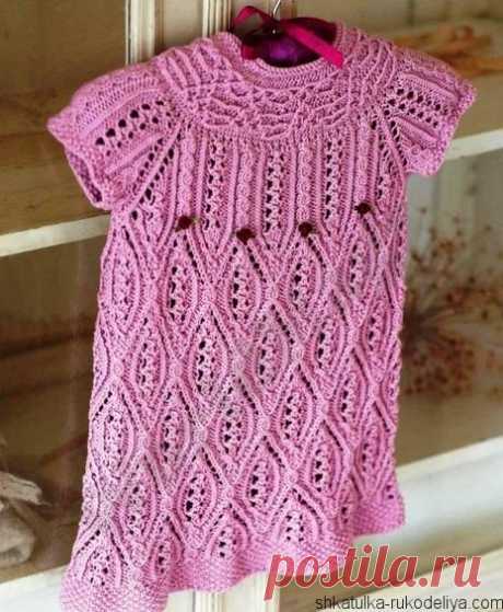 Детское ажурное платье спицами Детское ажурное платье спицами. Платье для девочки 4-х лет спицами