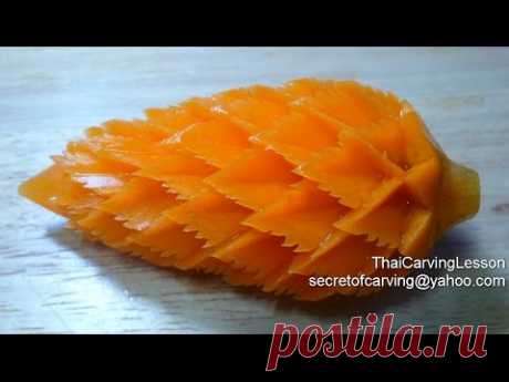 Carrot Galangal Flower,ZigZag Petals,Lesson1for Advance,แกะสลักดอกข่ากลีบรักเร่หยัก