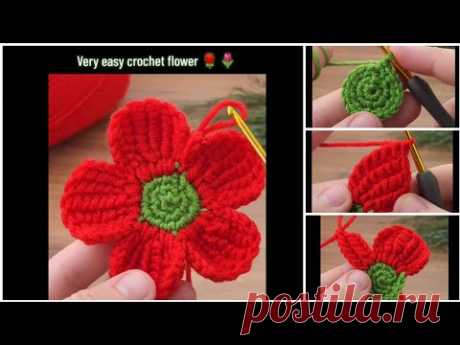 Very easy crochet flower🌷Квітка гачком🌷Ірландське кружево🌷Цветок крючком