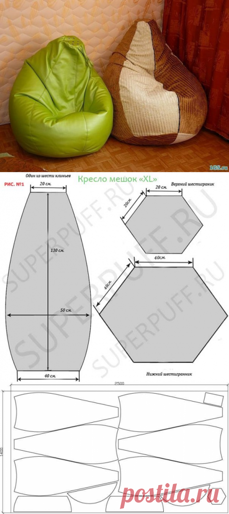 Кресло-мешок для счастливых минут полной релаксации (два варианта выкроек!!!) — Сделай сам, идеи для творчества - DIY Ideas