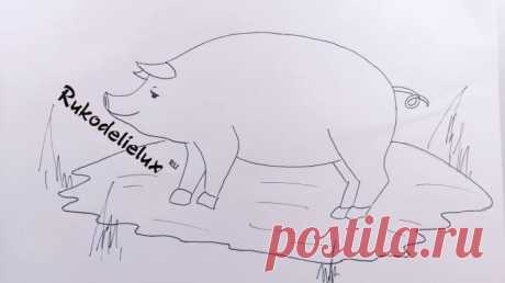 Как нарисовать свинью, поросенка поэтапно: карандашом, фломастерами, акварелью для детей, милые и легкие картинки