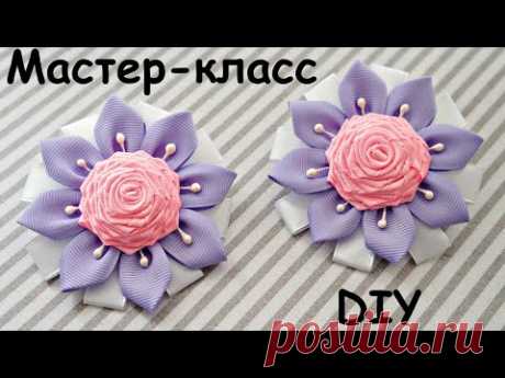 Маленькие резинки с розочкой, канзаши, Мастер-класс / DIY ribbon roses, kanzashi tutorial