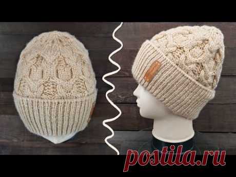 Шапка узором по мотивам Loro Piana спицами 🌟 Knitted hat tutorial