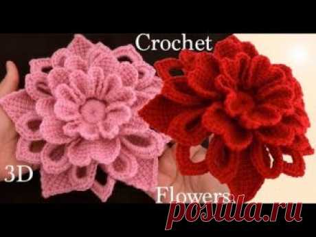 Como hacer flores en 3D a Crochet Irlandés tejidas en punto tunecino tejido tallermanualperu