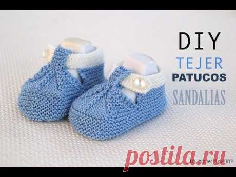 ▶ DIY Cómo tejer patucos sandalia para bebe - YouTube