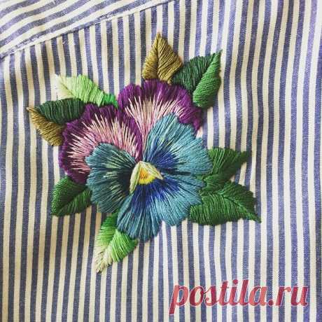 #handembroidery #a pansy#my blouse #byNiNa