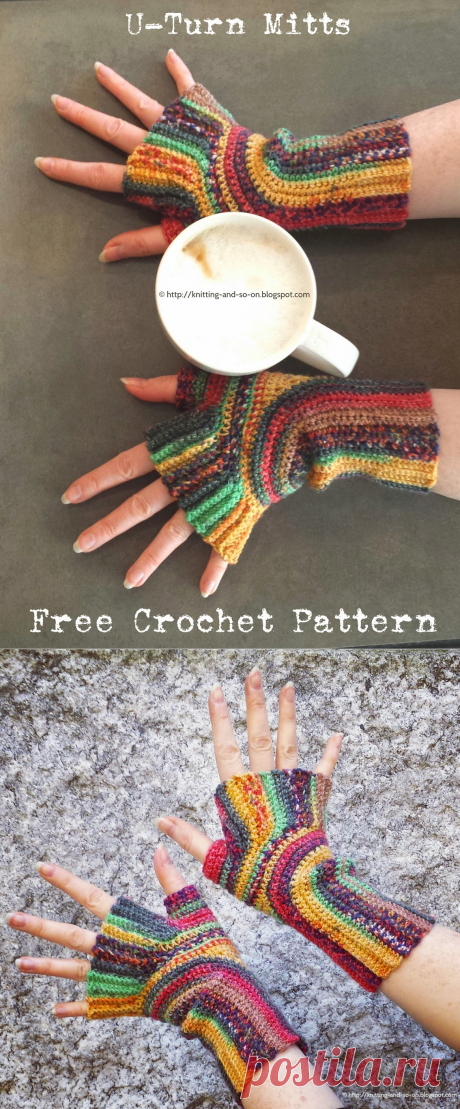 Knitting and so on: Crochet U-Turn Mitts