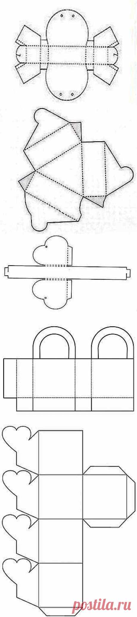 Семь подарочных коробок (схемы сборки) / Упаковка подарков /