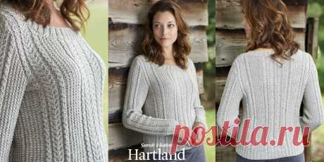 Свитер с красивыми косами Hartland Свитер с красивыми косами Hartland из журнала The Knitter №103 от дизайнера Sarah Hatton. Если вы ищете свитер для осени, который будет выглядеть так же хорошо как с юбкой, так и с джинсами, то обратите внимание на эту модель дизайнера Сары Хаттон с нежными и красивыми переплетениями кос.