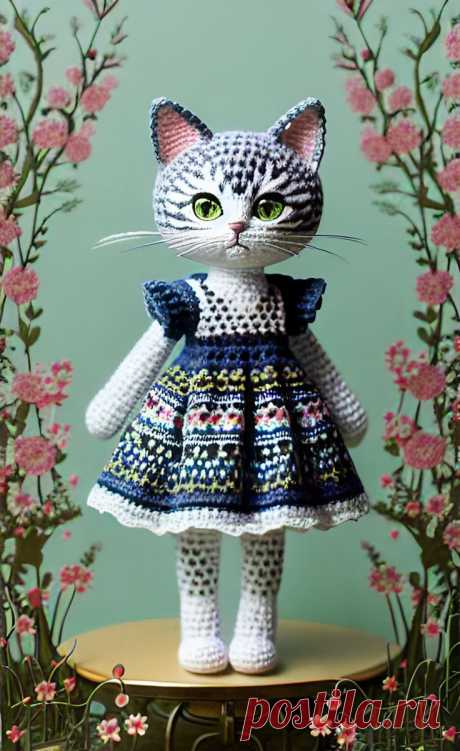 Crochet cat in dress | Crochet cat pattern, Crochet cat, Crochet dolls