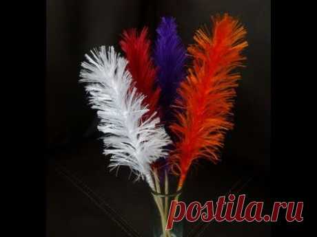 Recycled craft :How to transform cloth into feather like deco item - YouTube