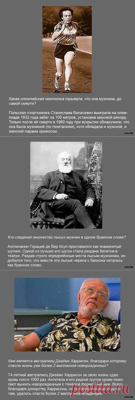 74-летний австралиец Джеймс Харрисон за свою жизнь сдал кровь пости 1000 раз. Антитела в его редкой группе крови помогают выжить новорожденным с тяжелой формой анемии. Всего благодаря донорству Харрисона, по приблизительным подсчетам удалось спасти более 2 миллионов младенцев.
Этот и другие не менее интереные факты в картинках.