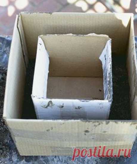 Make a concrete planter by using a smaller box inside the larger one. | hypertufa