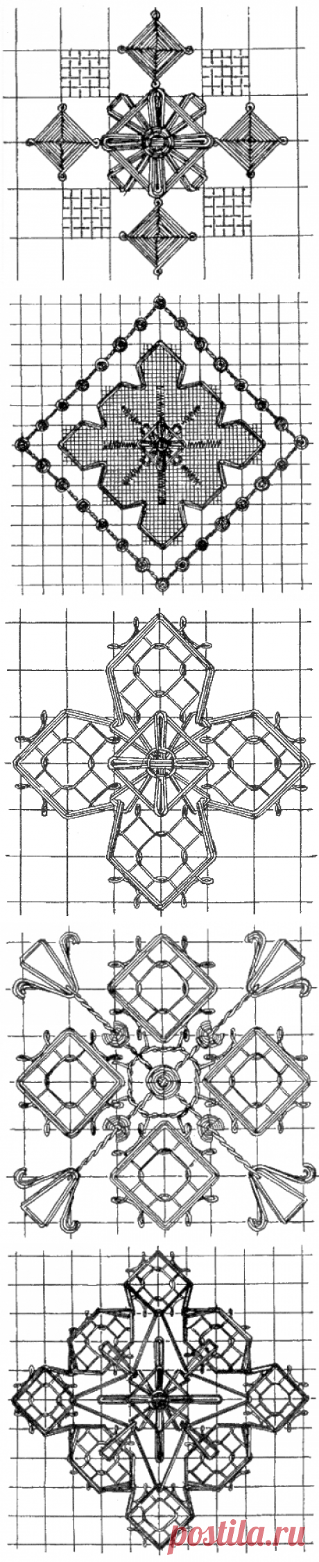 Книга: &quot;Старинные секреты плетения кружев&quot; (глава 3.2, конец)   ВЫШИВКА ПО ФИЛЕ
