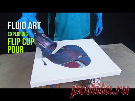 Exploring the Flip Cup Pour Technique in Fluid Art with Blue Hues