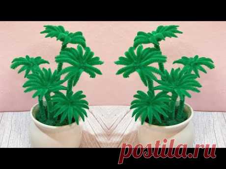 Cách Làm Chậu CÂY CỌ Bằng Kẽm Nhung Trang Trí Cực Đẹp - How To Make Palm tree using pipe Cleaner