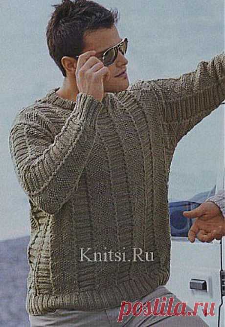 Пуловер из рельефного узора. Вязание для мужчин / Пуловеры / Спицами