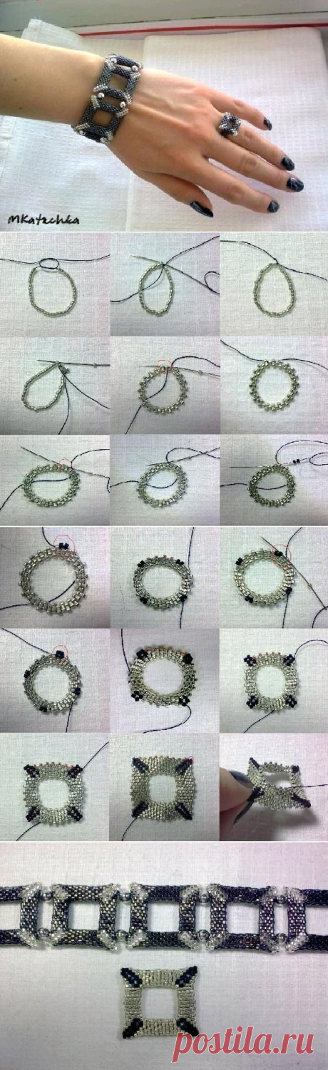 DIY Square Shaped Beaded Bracelet | iCreativeIdeas.com